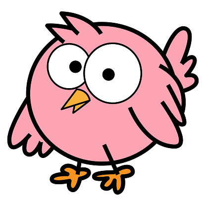 Funny fat bird cartoon illustration. Can be used for kids or baby prints, stickers, cards, nursery, apparel, teaching media, scrap book elements, party supply, baby shower and more