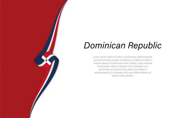 Vector illustration of Wave flag of Dominican Republic with copyspace background.