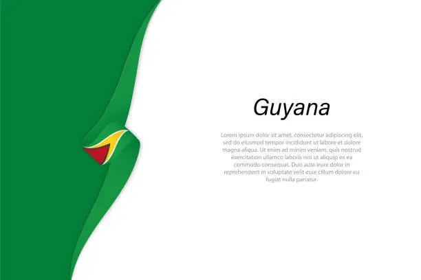 Vector illustration of Wave flag of Guyana with copyspace background.