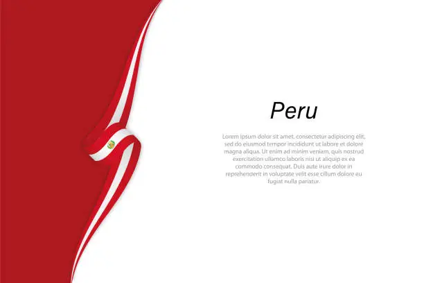 Vector illustration of Wave flag of Peru with copyspace background.