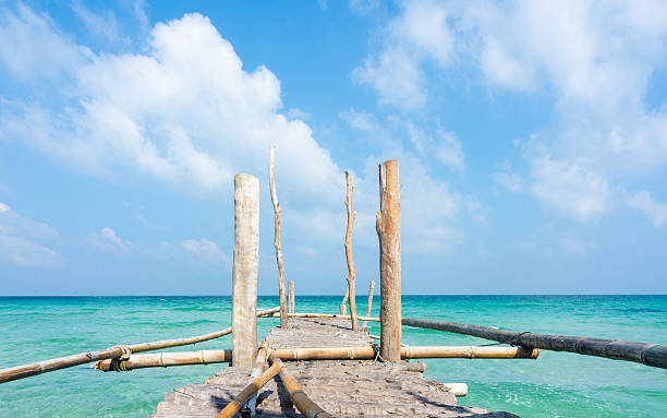 istock Simple traditional wooden pier on beautiful beach 183978107