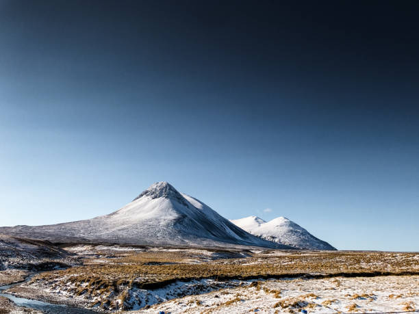 icelandic landscape with snowcapped mountain
