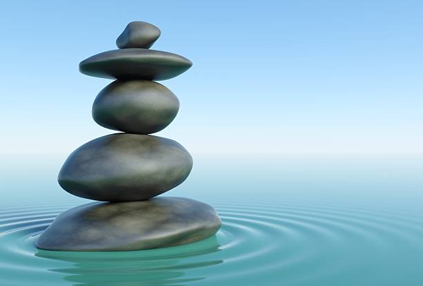 istock 3d Zen stones in a water 183981018