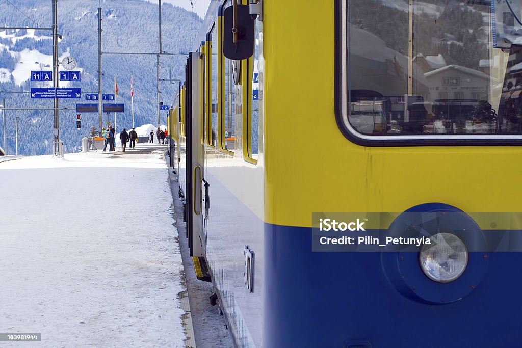 Auf Plattform in der Nähe von Zug Interlaken-Grindelwald, Schweiz - Lizenzfrei Alpen Stock-Foto