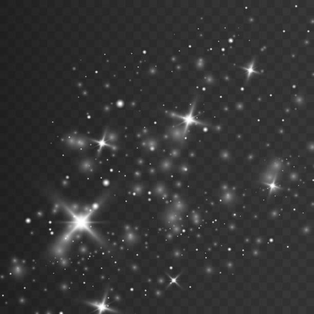 istock White png dust light. Christmas background of shining dust Christmas glowing light bokeh confetti and spark overlay texture for your design. 1839834463
