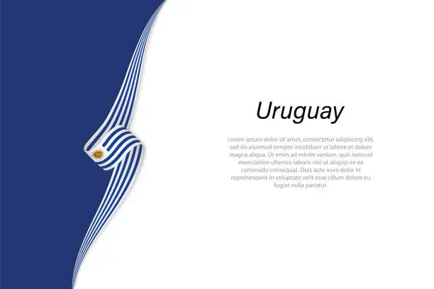 Vector illustration of Wave flag of Uruguay with copyspace background.