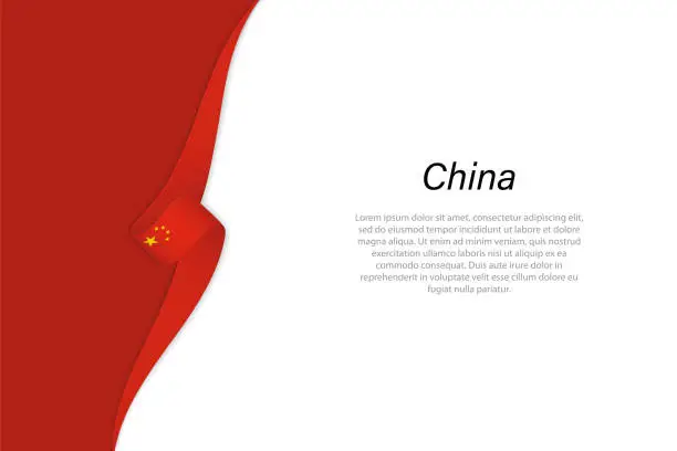 Vector illustration of Wave flag of China with copyspace background