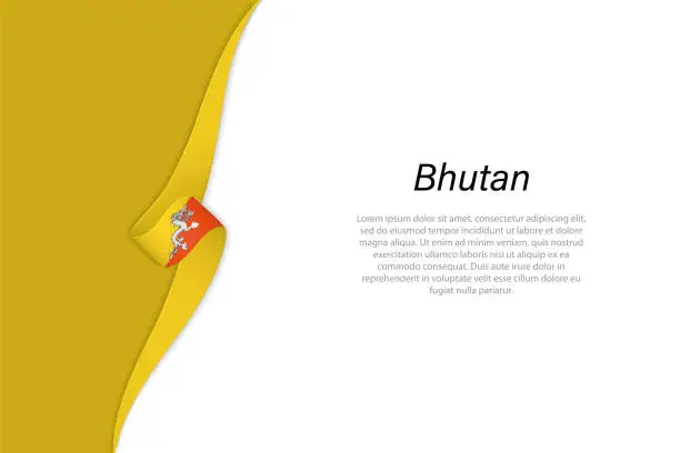 Vector illustration of Wave flag of Bhutan with copyspace background