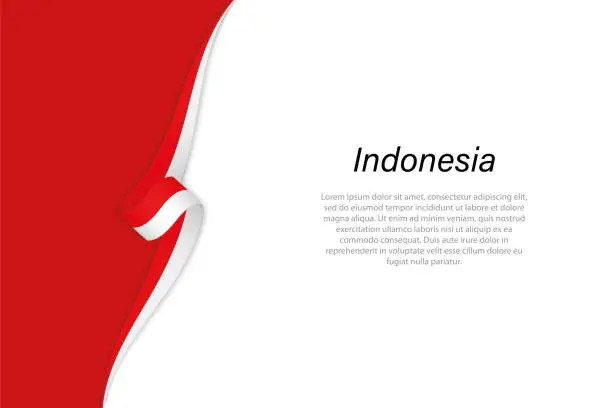 Vector illustration of Wave flag of Indonesia with copyspace background