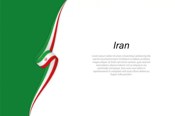 Vector illustration of Wave flag of Iran with copyspace background