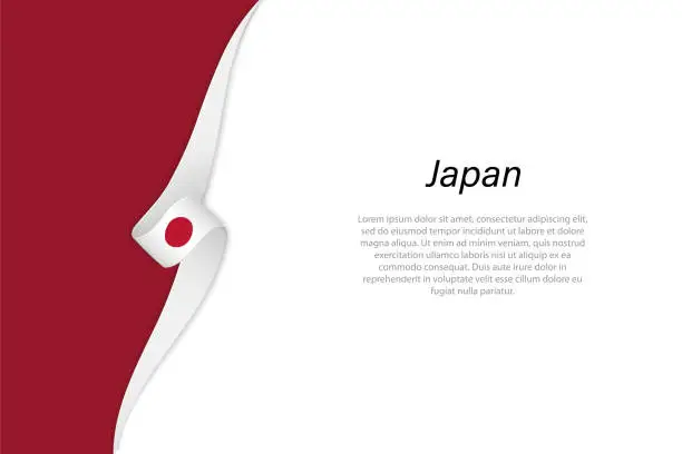 Vector illustration of Wave flag of Japan with copyspace background