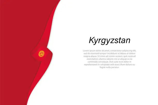 Vector illustration of Wave flag of Kyrgyzstan with copyspace background