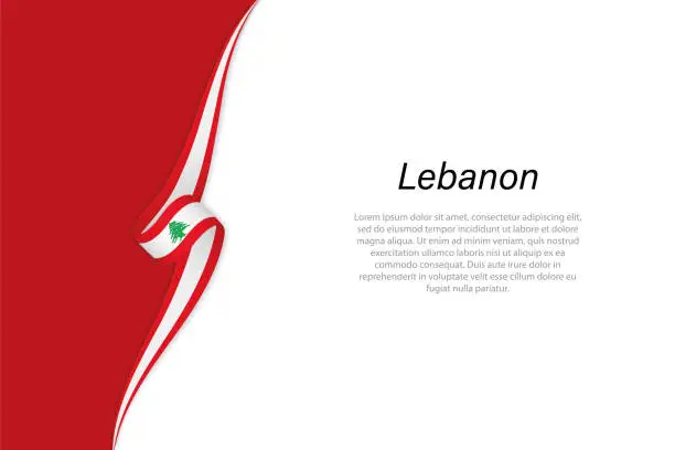 Vector illustration of Wave flag of Lebanon with copyspace background