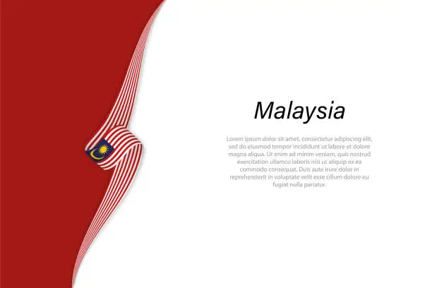 Vector illustration of Wave flag of Malaysia with copyspace background