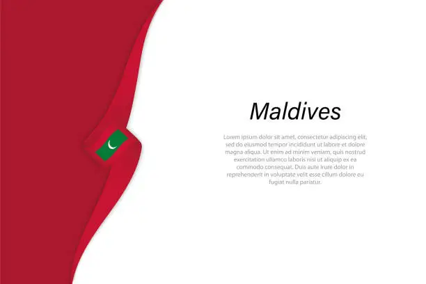 Vector illustration of Wave flag of Maldives with copyspace background