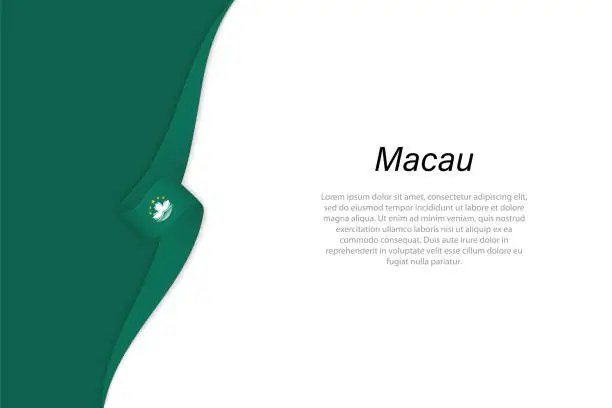 Vector illustration of Wave flag of Macau with copyspace background