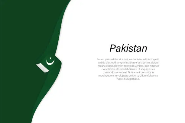Vector illustration of Wave flag of Pakistan with copyspace background