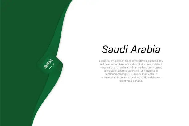 Vector illustration of Wave flag of Saudi Arabia with copyspace background