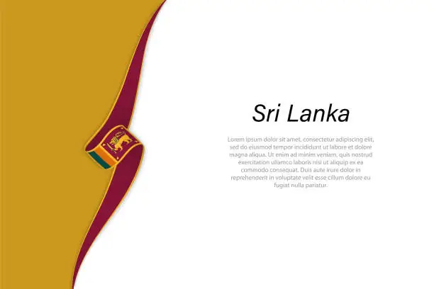 Vector illustration of Wave flag of Sri Lanka with copyspace background