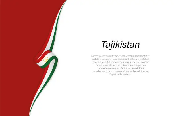 Vector illustration of Wave flag of Tajikistan with copyspace background