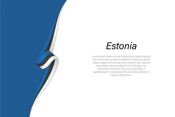 Vector illustration of Wave flag of Estonia with copyspace background.
