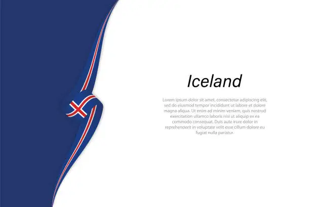 Vector illustration of Wave flag of Iceland with copyspace background.