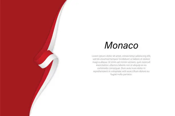 Vector illustration of Wave flag of Monaco with copyspace background.