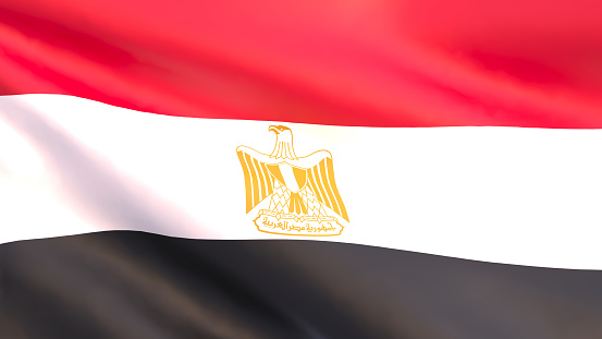 3D render - Egypt flag fluttering in the wind.