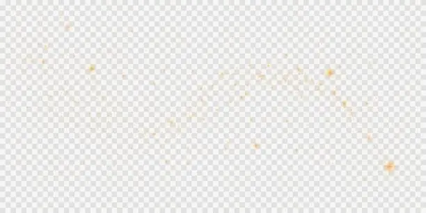 Vector illustration of Christmas background. Powder dust light PNG. Magic shining gold dust. Fine, shiny dust bokeh particles fall off slightly. Fantastic shimmer effect. Vector illustrator.