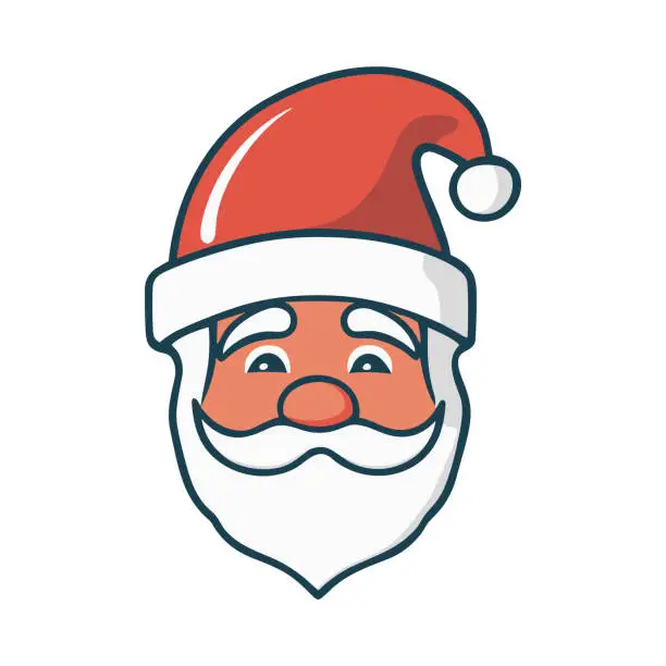 Vector illustration of Santa Claus flat line icon. Happy New Year symbol.