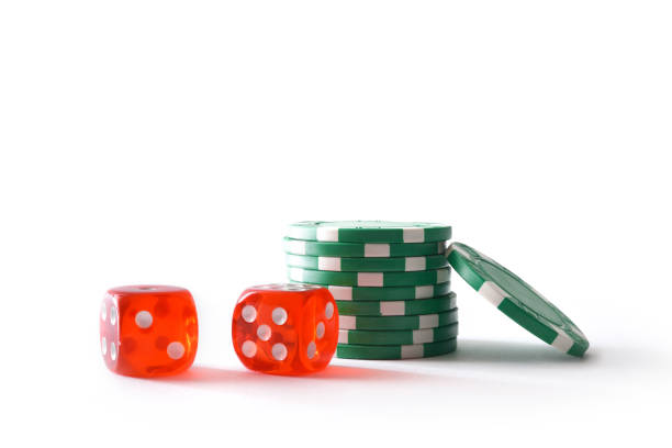 istock Casino craps game background with green chips isolated white 1839903513