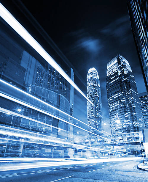 istock Hong Kong night view with car light 183991335