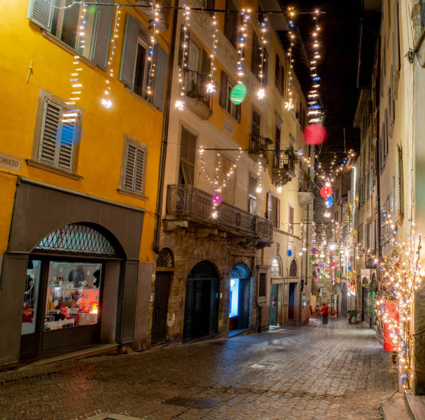 istock Ancient Bergamo street illuminated for Christmas 1839917598