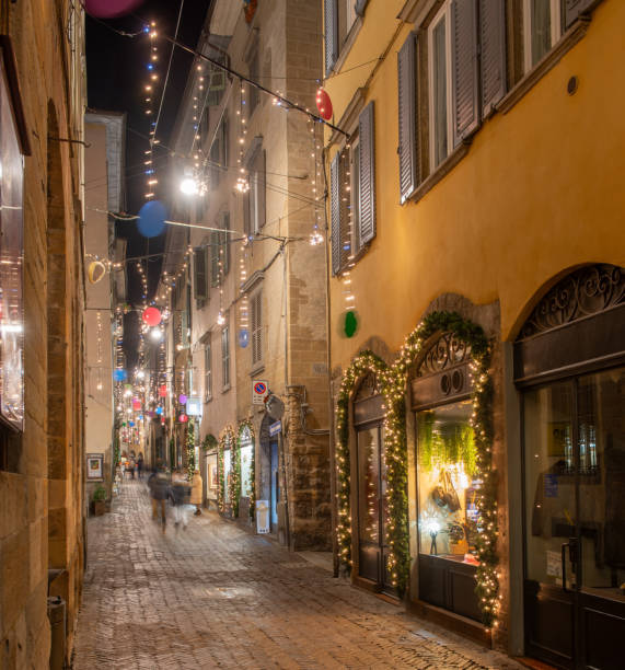 istock Ancient Bergamo street illuminated for Christmas 1839917605
