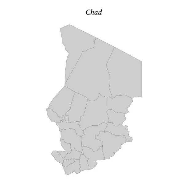 Vector illustration of Simple flat Map of Chad with borders