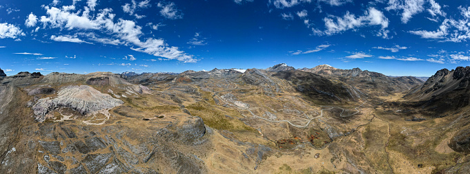 View of the Andes Mountains in the Ancash region. Peru. 360 view