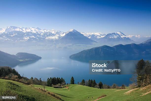 Vista Aérea De Lucerna Lago Foto de stock y más banco de imágenes de Ginebra - Suiza - Ginebra - Suiza, Monte Rigi, Lago