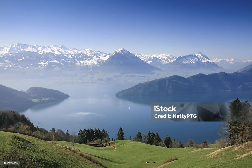 Vista aérea do Lago de Lucerna - Foto de stock de Genebra royalty-free