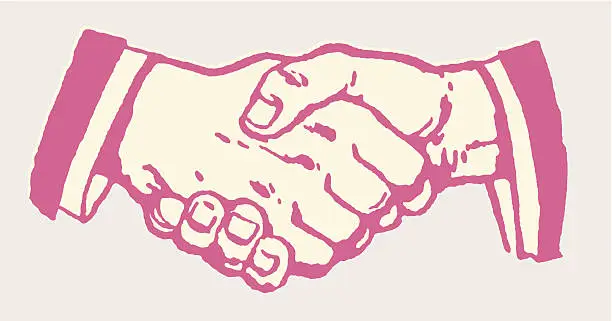 Vector illustration of Pink Cartoon close-up of handshake