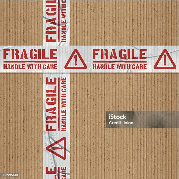 Seamless Fragile Handle With Care Adhesive Tape With Cardboard Stock Illustration - Download Image Now