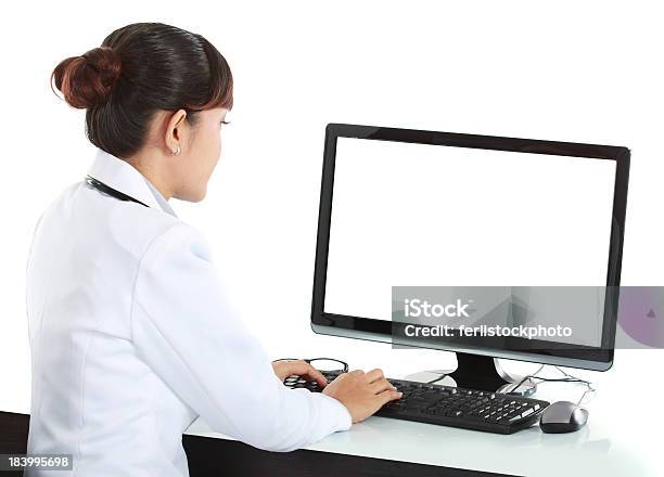 Medical Doctor Woman With Computer Stock Photo - Download Image Now - Typing, Pharmacist, One Woman Only