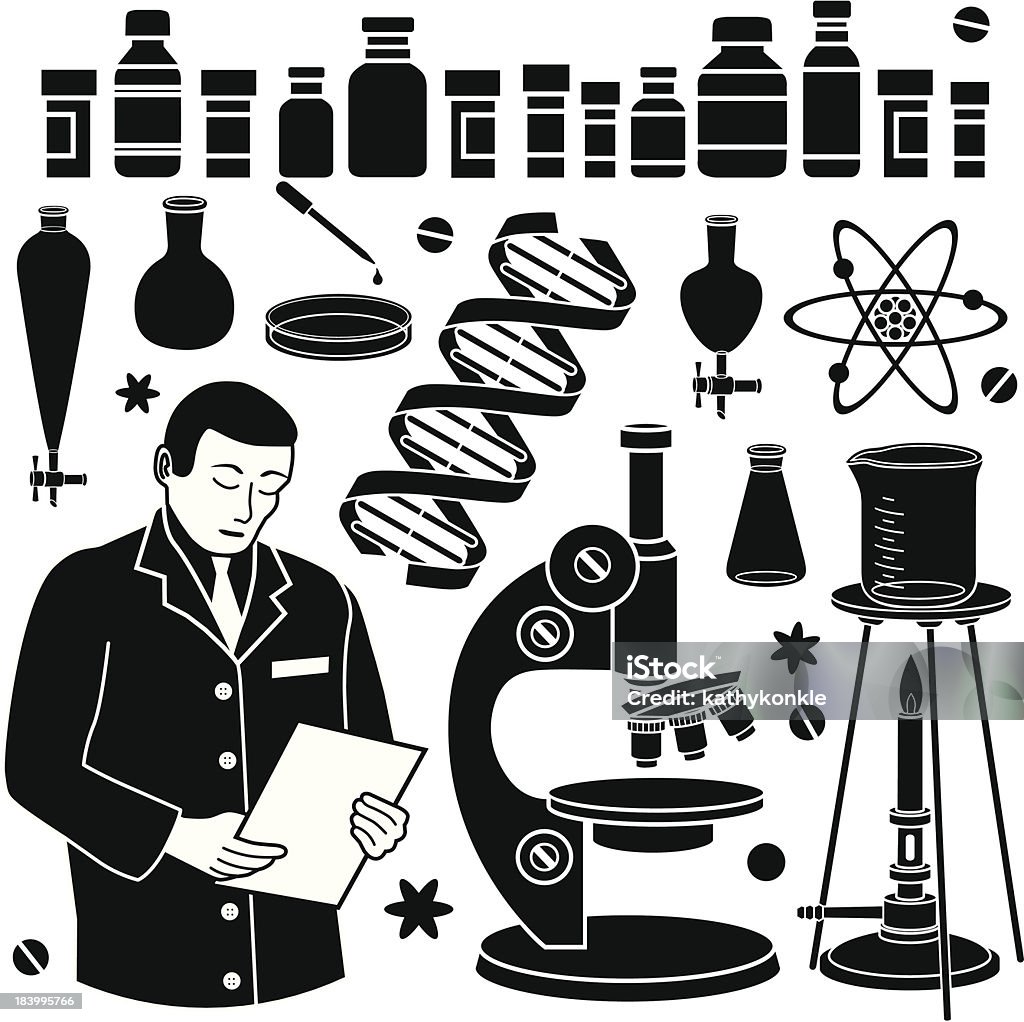 의약제 연구 과학자 - 로열티 프리 건강관리와 의술 벡터 아트
