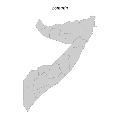 Simple flat Map of Somalia with district borders
