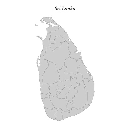 Simple flat Map of Sri Lanka with district borders