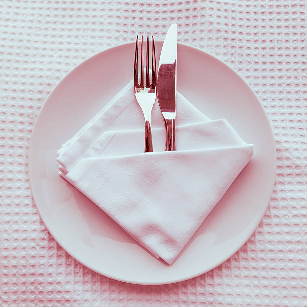 istock Fork and knife on plate, Color Retro Style. 183995908