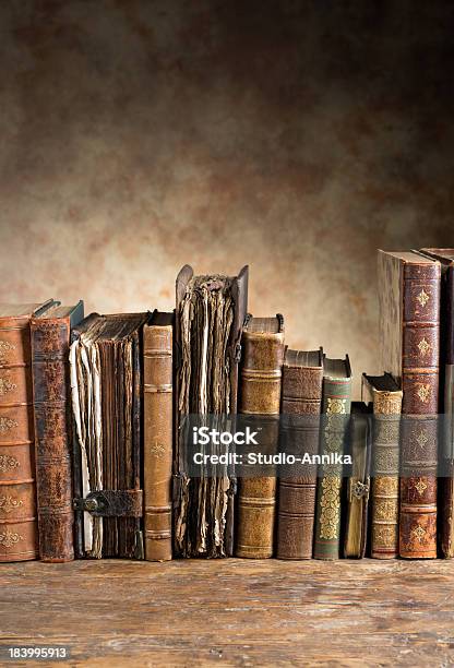 Ancient Books In A Row Stock Photo - Download Image Now - Ancient, Antique, Backgrounds