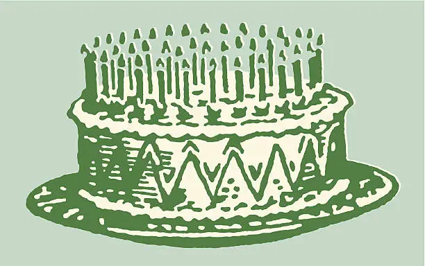 Vector illustration of Birthday Cake with Lit Candles