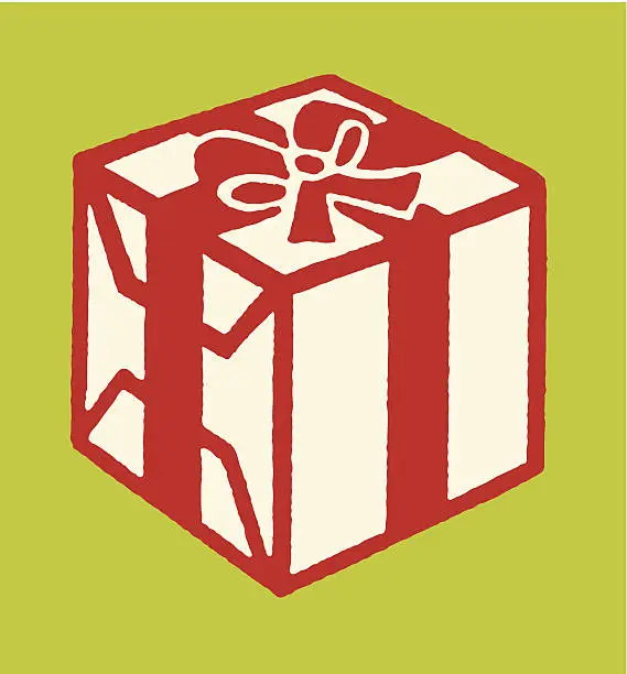 Vector illustration of Gift Wrapped in Square Box