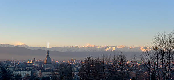 istock Turin (Torino), panorama at sunset with Alps and Mole 183996009
