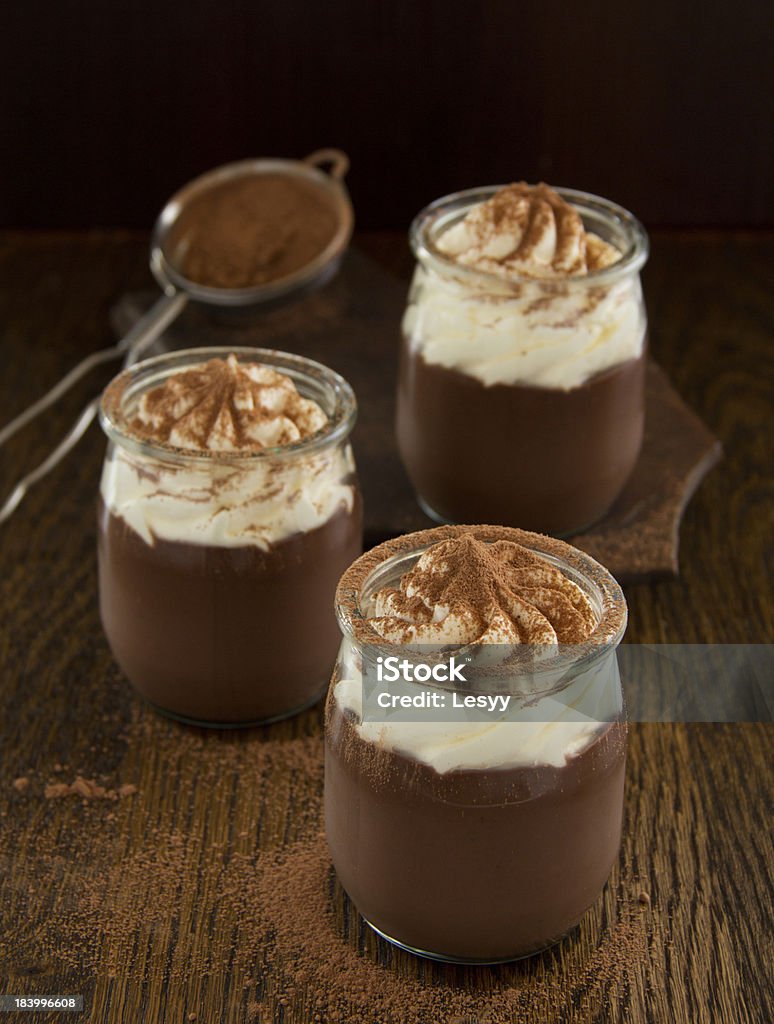 Chocolate mousse with cream. Brown Stock Photo